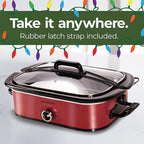 Magnifique 4-Quart Slow Cooker with Casserole Manual Warm Setting - Perfect Kitchen Small Appliance for Family Dinners, Dishwasher Safe Crock, Red