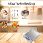 Kitchen Scale, LZPGITGD Digital Food Scale Weight Grams and OZ for Cooking Baking, Coffee, Loss Dieting, Jewelry and Meal Prep, 2 Trays, LCD, Auto Off, Tare Function, Stainless Steel(500g/0.01g)