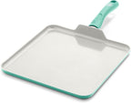 GreenLife Soft Grip Healthy Ceramic Nonstick, 11" Griddle Pan, PFAS-Free, Dishwasher Safe, Turquoise