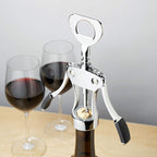 True Spiral Winged Corkscrew Wine Opener, Multi-Purpose Bottle Opener for Beers and Soft Drinks, Stainless Steel with Rubber Grip Wing Handle, for Bartenders, Home Bar, Kitchen, Restaurant, Silver