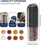 CIRCLE JOY Gravity Sensor Salt and Pepper Grinder Set with Rechargeable Base, Electric Salt and Pepper Grinder Set with External Adjustment, 176ml Capacity and One-handed Operation, Black