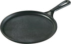 Lodge Cast Iron Griddle – 8 Inch Round Pre-Seasoned Griddle Pan for Pancakes, Tortillas, and More – Induction, Grill, Oven & Campfire Compatible – Made in USA, Non-Toxic, PFAS-Free