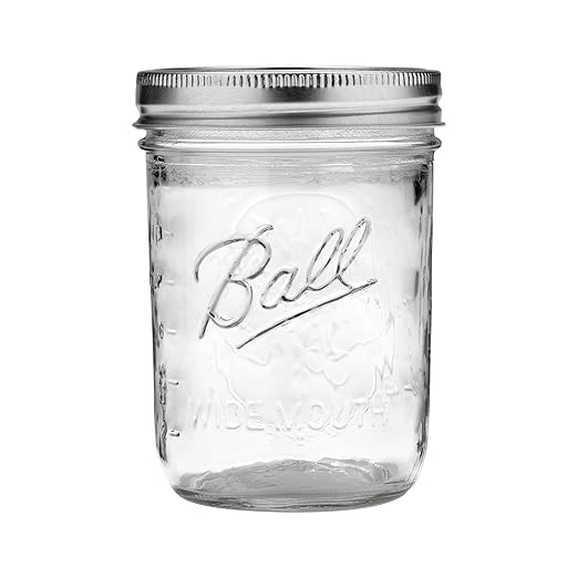 Ball Wide Mouth Glass Mason Jars with Lids and Bands, Used for Canning, Pickling, Juice, Jam, Jelly, Pint Size 16 Ounce (Pack of 6)