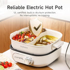 Joydeem Electric Hot Pot with Divider, 6L/6.3 qt Double-Flavor Shabu Shabu Pot, UL Listed & Boil-dry Protection, Suitable for 2-6 People, DHG-B600