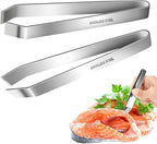 Fish Bone Tweezers, Flat and Slant Tweezers Set, Heavy Duty Stainless Steel Kitchen Tools for Removing Salmon Bones, Chicken Feathers and Pig Bristles, Dishwasher Safe