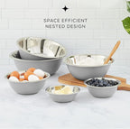 JoyJolt Stainless Steel Mixing Bowl Set of 6 Bowls (Grey). 5qt Large to 0.5qt Small Metal Bowl. Kitchen, Cooking and Storage Nesting Bowls. Dough, Batter Baking Gray