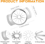 Supercenter Apple Cutter and Slicer - Stainless Steel Apple Corer - 4.72 Inch Apple Corer Tool with 12 Super Sharp Blades, Lightweight Apple Slicer and Corer & Dishwasher Safe