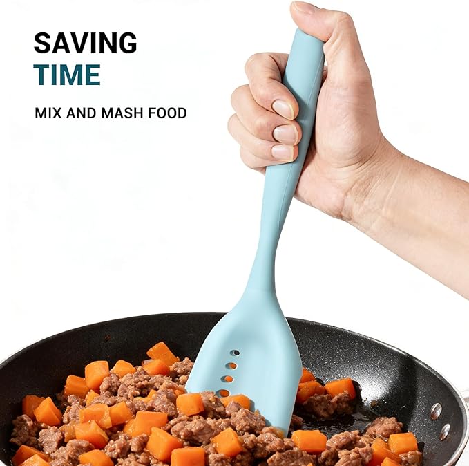 Mincing Spatula Meat Chopper, Hamburger Grinder, Premium Heat Resistant Smasher for Ground Beef, Potato Mix Tool, Meat & Poultry Tenderizers-Aqua
