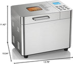 2LB Bread Maker Machine, OSIPOTO 17 in 1 Automatic Stainless Steel Bread Machine, Non-stick, Beginner-Friendly Controls, 15 Hour Timer, Easy to Clean Low Noise, High Success Rate for Homemade Bread