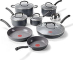 T-Fal Ultimate Hard Anodized Nonstick 13 Piece Cookware Set, Oven Safe Up to 400°F, Pots and Pans Set, Includes Frying Pans, Saucepan, Stockpot, Cooking Utensils, Stone