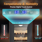Electric Humidor with Leather-35L Cooling & Heating Humidor, Smart Touch Control Humidity & Temp, Humidors wtih Spanish Cedar Wood Tray, Digital Display, Safety Lock, Desktop Gift for Men