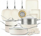 GOTHAM STEEL 20 Pc Ceramic Cookware Set Nonstick, Ceramic Pots and Pans Set Non Stick for Kitchen with Bakeware, Cooking Utensils & Steamer, Non Toxic PFOA PFOS Free, Oven & Dishwasher Safe