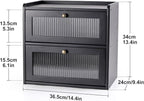 Sunhoo Bread Box for Kitchen Countertop Wooden Bread Storage Container Bin 2 Layer Breadbox Holder Large Capacity Keeper Vintage Farmhouse Food Organizer Pantry Shelf Acrylic Window（Black）