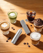 CIRCLE JOY Rechargeable Milk Frother Hanheld, Dual Coil Whisk Head Electric Coffee Frother, Portable Hand Frother Wand Drink Mixer for Matcha Lattes Cappuccino, Kitchen Gifts, Silver