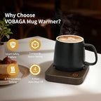 VOBAGA Coffee Mug Warmer for Desk with Auto Shut Off & 3-Temp Settings, Coffee Cup Warmer with Smart Safety Alert Home Office Accessory, Perfect for Coffee, Tea, Milk (Wood)