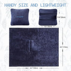 Travel Blanket Pillow, Premium 2 in 1 Flannel Airplane Blanket Compact for Travel,Office, Home,Travel Essentials Accessories for Plane and Car,Compact Office Blanket (Blue)