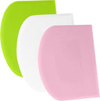 SURDOCA Dough Scraper Bench Scraper - 3P 13x7.9" Plastic Flexible Bowl Scraper, Sharp Edge & Angles Cake Scraper. Non-Slip Bakeware Decorating Tools Sculpting & Modeling Tools - Pink+White+Green