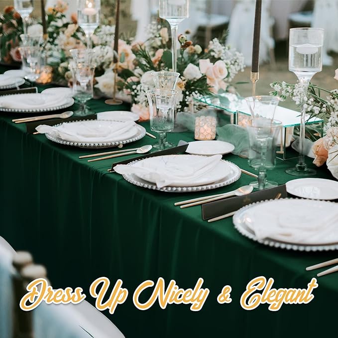 BRILLMAX 4 Pack Hunter Green Tablecloths for 6 Foot Rectangle Tables 90 x 132 Inch - 6ft Rectangular Bulk Linen Polyester Fabric Washable Cloth Cover for Wedding Reception Banquet Birthday Party