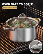 Cook N Home 6-Piece Stainless Steel Pots Set, 1.5 & 3 Qt Sauce Pots with Lids, 5.5 Qt Dutch Oven Stockpot, Induction Compatible, Dishwasher & Oven Safe, Riveted Handles