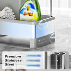 Ewaiira Stainless Steel Sink Caddy, Sponge Holder for Kitchen Sink with Brush Holder & Dishcloth Rack, Rustproof Sink Organizer Countertop, Kitchen Organizers Storage Essentials (F-Gray 9.8″)