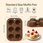 2 Pack Silicone Muffin Pan for Baking, Regular Size Nonstick Cupcake Pan, 6-Cup Silicone Muffin Tin BPA Free Dishwasher Safe, Great for Muffin Cupcake Brownie Egg Tart