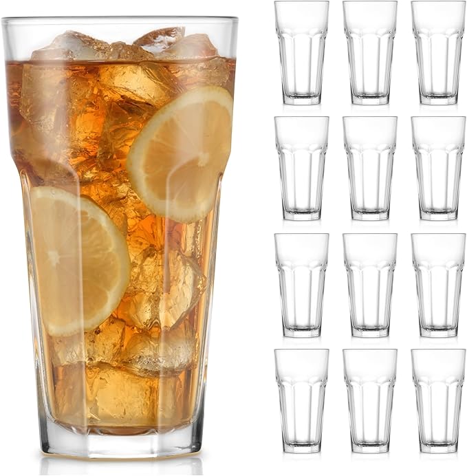 Libbey Gibraltar DuraTuff Iced Tea Glasses Set of 12, 22 Oz Durable Restaurant Style Drinking Glass Cups, Drinkware Set for Family Gatherings, Parties