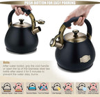 Tea Kettle Stovetop Whistling Kettle Teapot, 3Quart Tea Pot Stainless Steel Teakettle for Stove Top with Heat Proof Ergonomic Handle