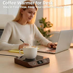 Coffee Mug Warmer & Candle Warmer 46W Electric Cup Warmer for Desk - Smart Digital Display 6 Heat Settings Timer Auto Shut-Off Work from Home Office Gift (Wood)