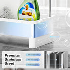 Ewaiira Stainless Steel Sink Caddy, Sponge Holder for Kitchen Sink with Brush Holder & Dishcloth Rack, Rustproof Sink Organizer Countertop, Kitchen Organizers Storage Essentials (E-White 9.8″)