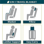 PAVILIA Travel Blanket and Pillow, Arms Opening Airplane Blankets for Adults, Compact Plane Blanket with Arm Hole 2-in-1 Bag for Flight Car Camping Luggage Backpack Traveler Gift, Checkered Red