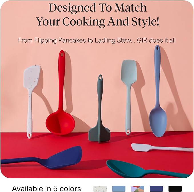 GIR: Get It Right 5-Piece Silicone Ultimate Kitchen Utensils Set - Ladle, Spatula, Flip, Spoon & Spoonula - Non-Toxic Cooking Utensils for Nonstick Cookware, Cooking and Baking - Madrid