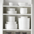 MALACASA 24 Pieces Porcelain Dinnerware Set, Modern White Dish Set for 6, Premium Serving Plates and Bowls Sets, Chip and Scratch Resistant Dishware Sets Kitchen Dishes Dining Ware Set, Series LEAH