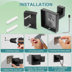 4 Pack Black Towel Hook, Matte Black Stainless Steel Wall Hooks for Bathrooms, Heavy Duty, Square, Robe Hooks, for Bathroom, Kitchen, Bedroom