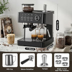 Kndko Espresso Machine with Grinder & Milk Frother, 20 Bar Espresso Coffee Machines with Removable Water Tank, Cappuccino & Latte Machine for Home, Black