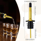 CHENGU 48 Pcs Stainless Steel Bottle Pourers Tapered Liquor Pourers with Rubber Dust Caps Tapered Spouts Set Bar Supplies Vinegar Bottle Dispenser Wine Liquor Spout for Oil Beer Drink Water (Gold)