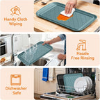 Serving Trays for Party - Set of 4, Large Serving Platters for Raw and Cooked Food, Dishwasher Safe, 17×10.5-inch Stackable Plastic Party Supplies for Grilling, BBQ, Meal Prep (Green, Black)