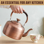 Tea Kettle Stovetop Whistling Copper Tea Pot for Stove 3.2QT Teapot Kettle Stovetop with Loud Whistle Lid, Vintage Kettles for Stove Top, Fast Boiling Water, Teapot for Induction, Electric, Gas Stoves