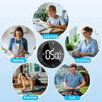 Magnetic Kitchen Timer for Cooking with Loud Alarm - Large LED Display Rotating Countdown Pomodoro Timer, Preset 5/15/25 Mins Easy for Seniors and Kids，for Baking Grilling Studying
