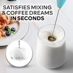 Zulay Kitchen Powerful Milk Frother Wand With 4 AA Duracell Batteries - Ultra Fast Handheld Drink Mixer - Electric Whisk Foam Maker for Coffee, Lattes, Cappuccino, Matcha & Creamer - Lake Gold