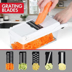 Ourokhome Vegetable Chopper Onion Cutter, 14 in 1 Professional Mandoline Slicer for Kitchen, Multifunctional Food Chopper for Potato, Tomato, Veggie with Strainer Basket, 10 Blades, Black