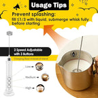 Rechargeable Milk Frother Handheld with 3 Detachable Stainless Steel Whisks, 3 Speed Adjustable Electric Whisk Foam Maker, Handheld Drink Mixer, Frother Wand for Coffee, with Storage and Charging Base