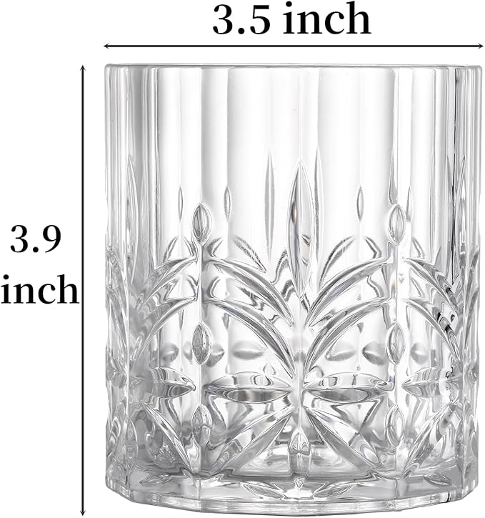 Eorbow 6 Pack Plastic Water Tumblers, 14 OZ Unbreakable Acrylic Whiskey Drinking Glasses, BPA-Free Clear Wine Cup, Shatterproof Drinkware Barware for Juice, Cocktail