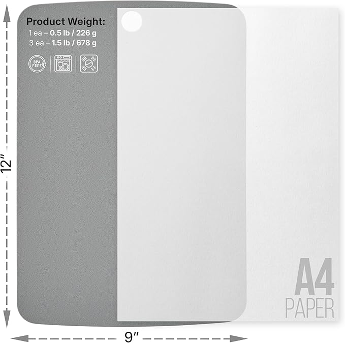 TPU Cutting Board Set of 2 9"x12" - Flexible Cutting Mats for Kitchen Knife Friendly, Cutting Mat Non-Slip Chopping Board Double Sided Scratch Resistant Food Grade Mint Gray
