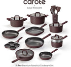 CAROTE 31PCS Pots and Pans Set, Nonstick Cookware Set Kitchen Non Stick Induction Titanium Cookware Non-toxic Granite Cooking set, PFOA Free