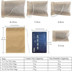 NEPAK 200Pcs Tea Filter Bags for Loose Tea,3.15 x 3.94 inch Disposable Tea Infuser,Empty Tea Bags with Drawstring,Natural Wood Pulp Material