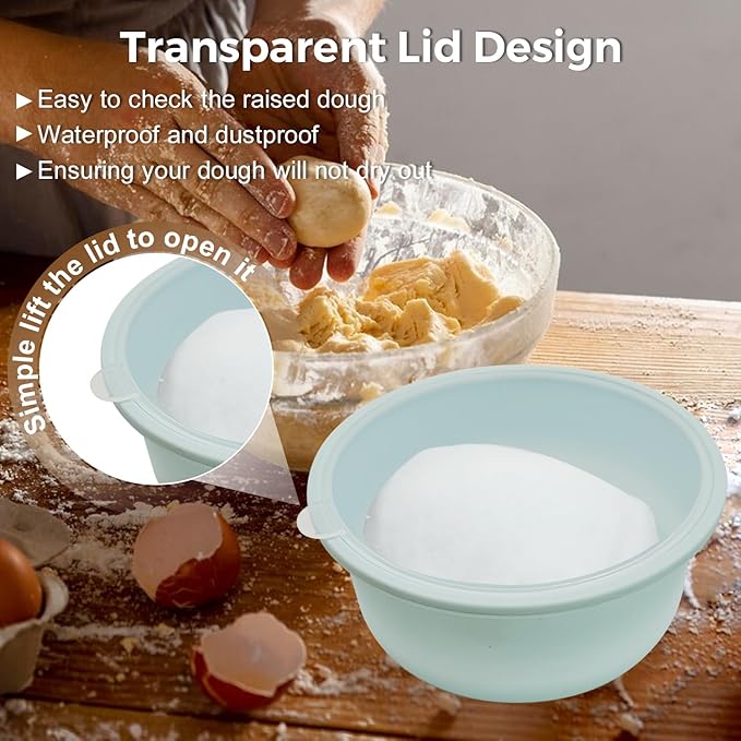 4Pcs Stackable Silicone Pizza Dough Proofing Proving Containers with Lids,Pizza Dough Proofing Box For Home Kitchen | Make 12" Pizzas 700ml(Grey+Blue)