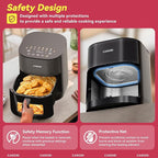 Air Fryer 14-in-1 with Viewing Window, 6Qt Large Capacity, 392℉ Max Crisp, Airfryer No Filping Dual Heating, Bake, Roast, Dehydrate, Reheat, 1700W Fast Even Easy Meals, Nonstick Dishwasher Safe Basket