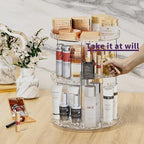 ZHIAI 360 Rotating Makeup Organizer, Large Capacity Cosmetics Organizer for Perfume Holder Organizer Countertop, DIY Adjustable Bathroom Makeup Carousel Holder Rack, Clear Diamond