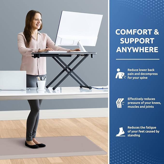 KitchenClouds Kitchen Mat Cushioned Anti Fatigue Rug 20"x39" Water Resistant, Non Slip, Standing and Comfort Desk/Floor Mats for House Sink Office (Khaki)