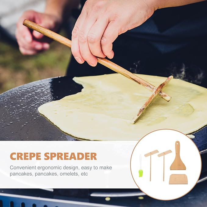 Crepe Spreader and Pancake Spatula Set, Kitchen Gadget Kit with Wear-resistant Tools for Cooking Crepes and Pancakes, Convenient 5pcs Kitchen Utensils for Home Use Random Color